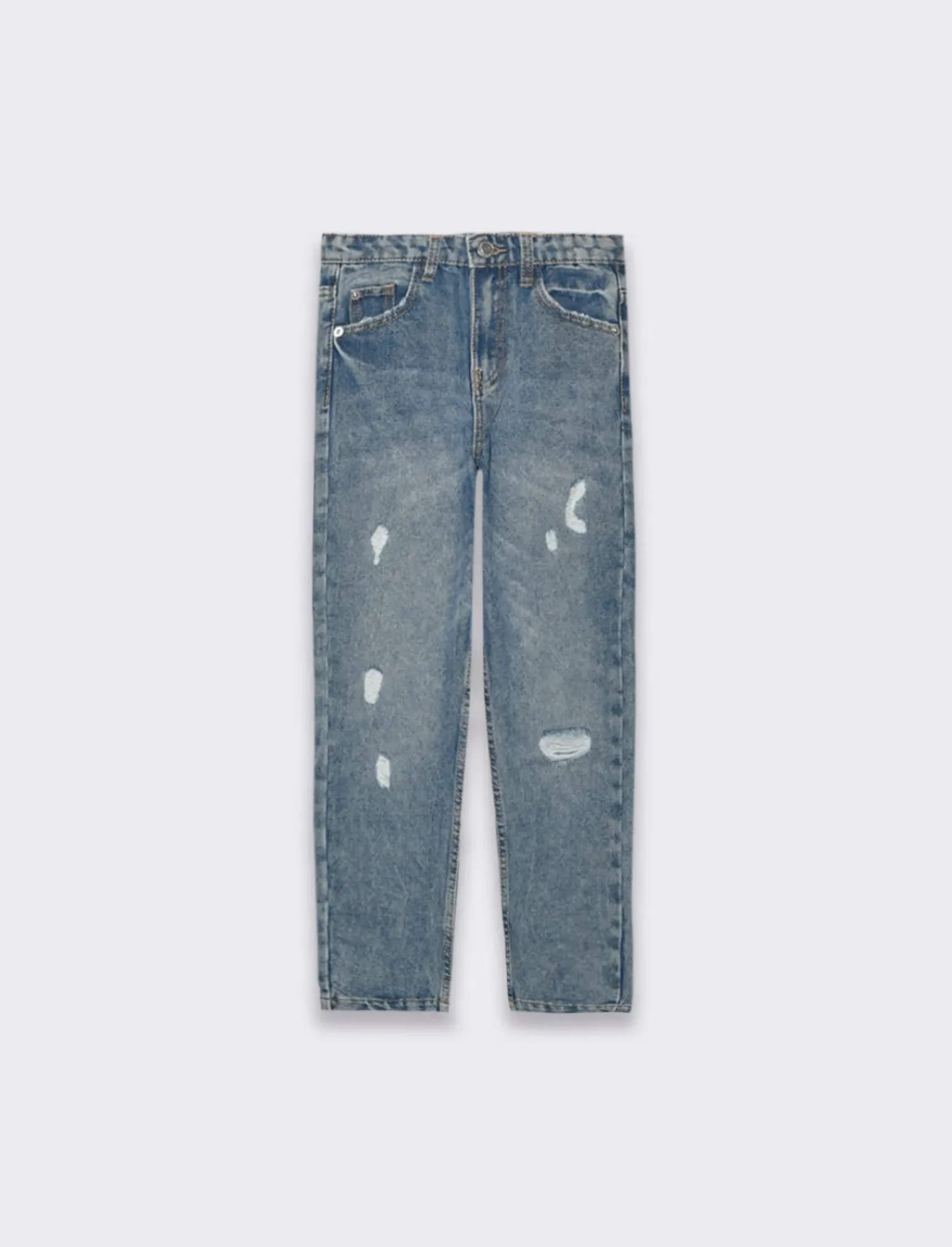 Piazza Italia Bambina|Jeans<Denim di cotone con rotture ed elastico regolabile in vita, vestibilità mom fit - Denim