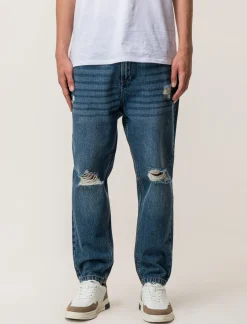 Uomo Piazza Italia Uomo|Jeans<Denim loose fit a cinque tasche con strappi - Denim