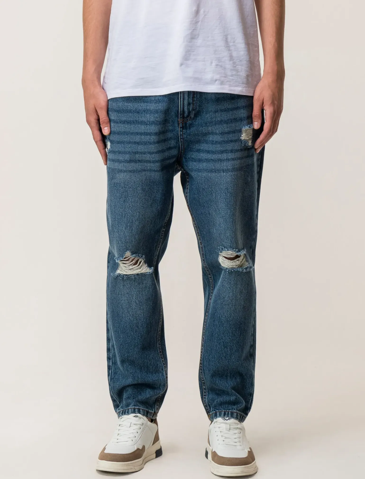 Uomo Piazza Italia Uomo|Jeans<Denim loose fit a cinque tasche con strappi - Denim