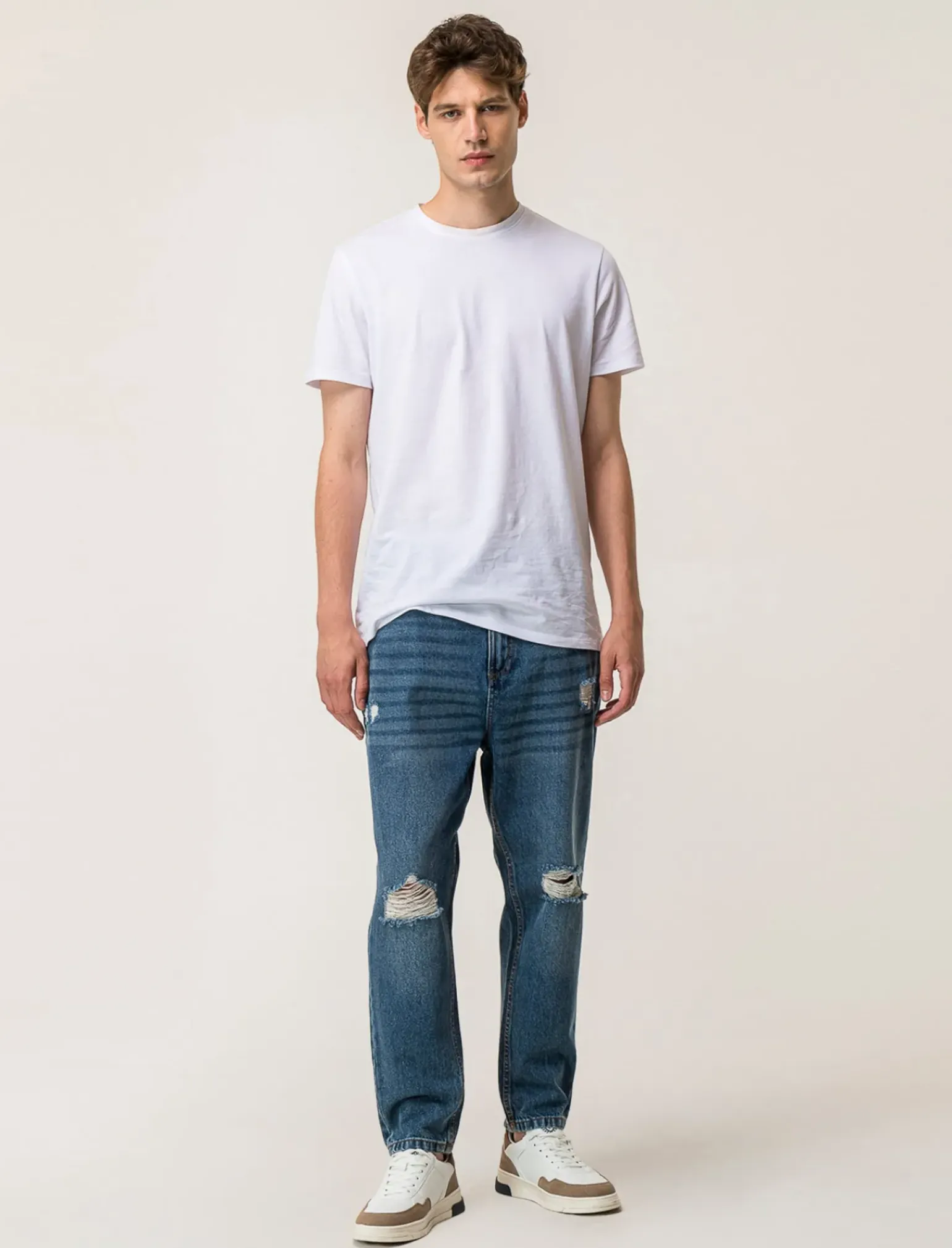Uomo Piazza Italia Uomo|Jeans<Denim loose fit a cinque tasche con strappi - Denim