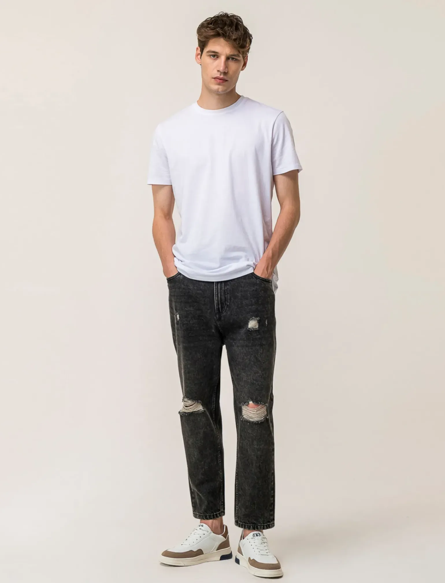 Uomo Piazza Italia Uomo|Jeans<Denim loose fit a cinque tasche con strappi -