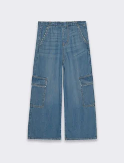 Piazza Italia Bambina|Jeans<Denim modello cargo da bambina con elastico in vita - Denim