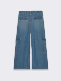 Piazza Italia Bambina|Jeans<Denim modello cargo da bambina con elastico in vita - Denim