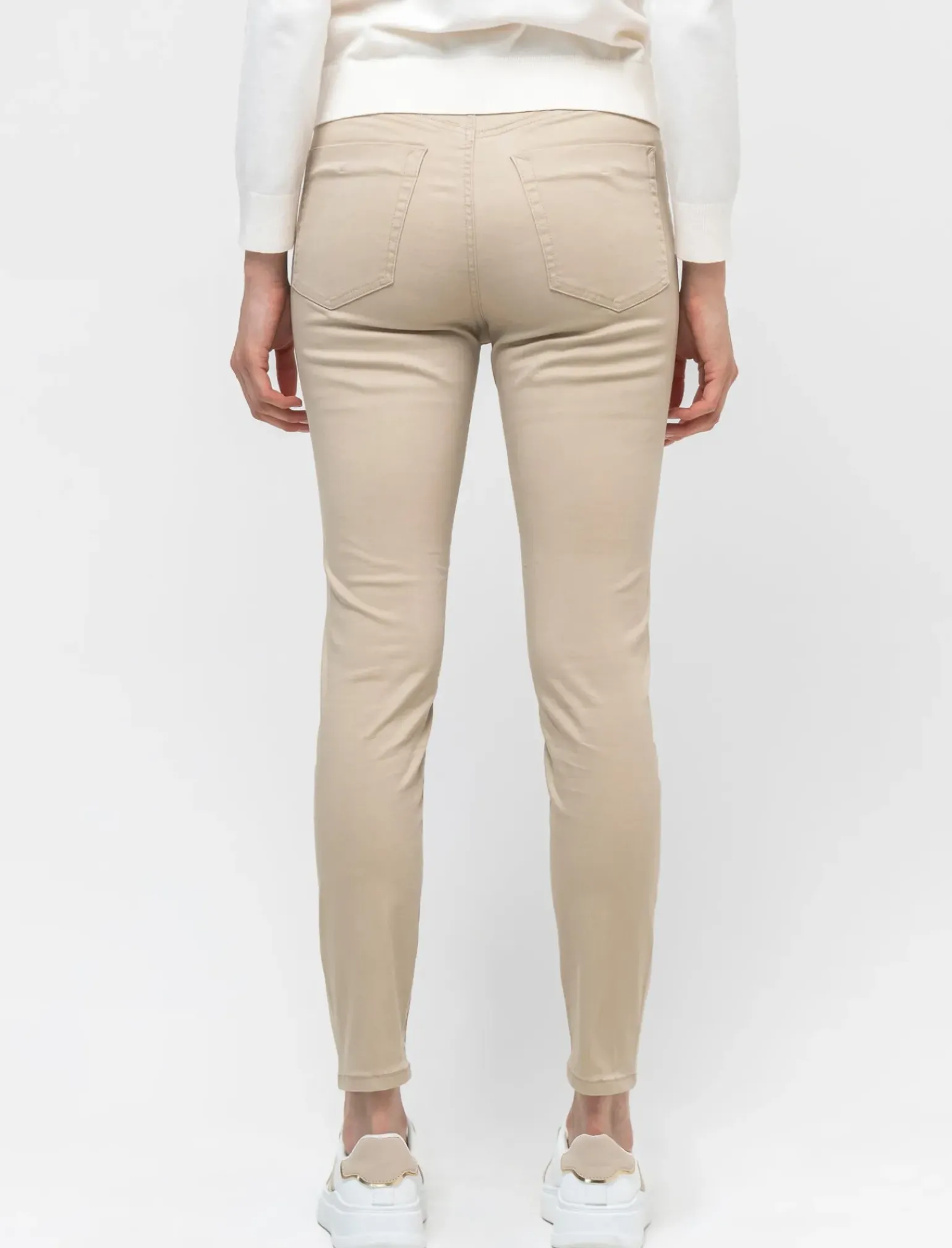 Donna Piazza Italia Donna|Jeans<Denim skinny colorato 5 tasche con bottone in metallo - Beige corda