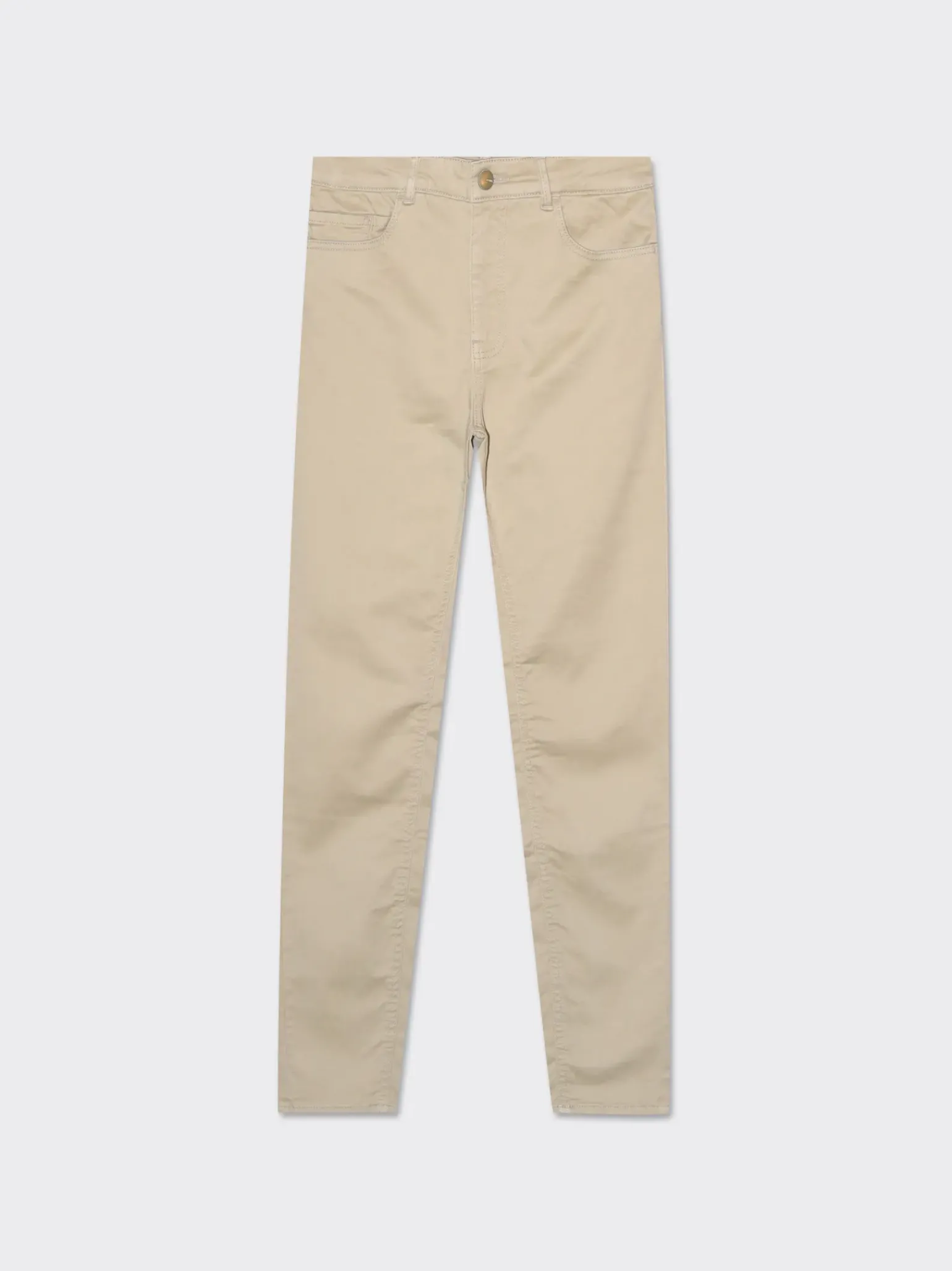 Donna Piazza Italia Donna|Jeans<Denim skinny colorato 5 tasche con bottone in metallo - Beige corda