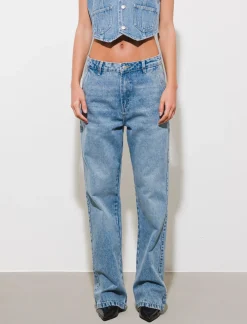 Donna Piazza Italia Donna<Denim straight fit vita regular - Denim