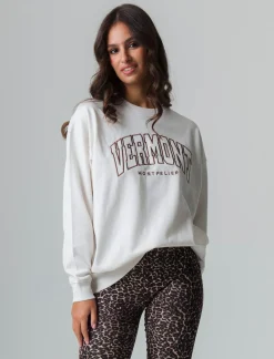 Piazza Italia Felpa a girocollo con spalla morbida e manica ampia - Avorio Beige Cheap