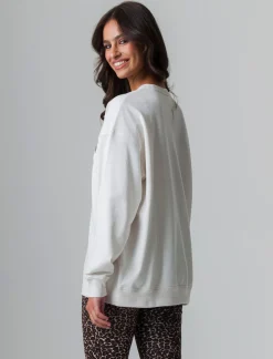 Piazza Italia Felpa a girocollo con spalla morbida e manica ampia - Avorio Beige Cheap