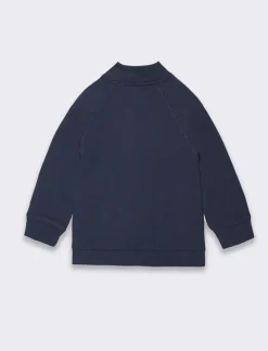 Piazza Italia Felpe<Felpa apribile in cotone con collo e fondo manica in costina con dettaglio etichetta stile college -