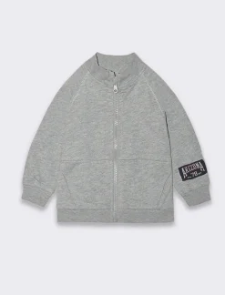 Piazza Italia Felpe<Felpa apribile in cotone con collo e fondo manica in costina con dettaglio etichetta stile college - mel.