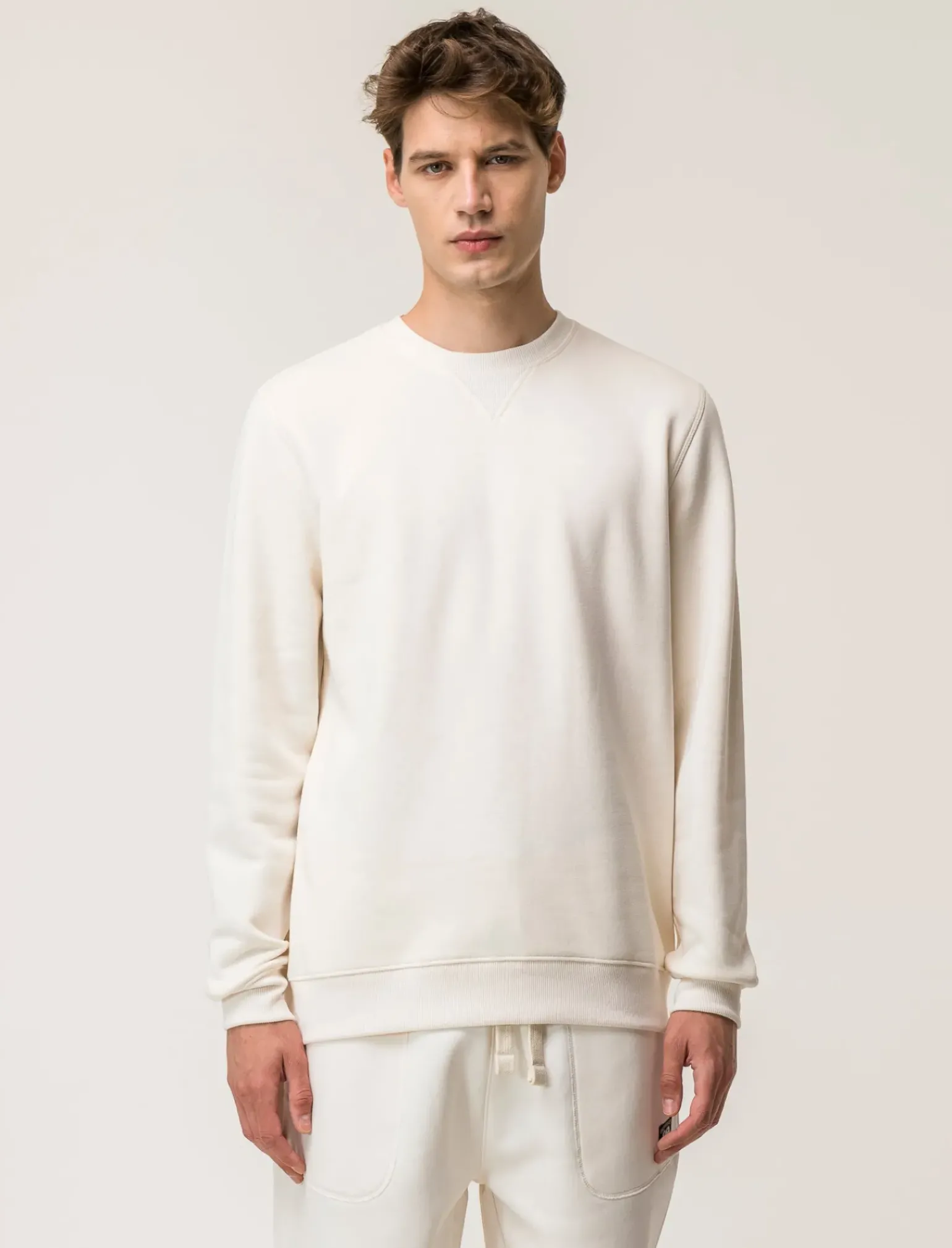 Uomo Piazza Italia Uomo|Felpe<Felpa basic regular fit in misto cotone garzato - latte
