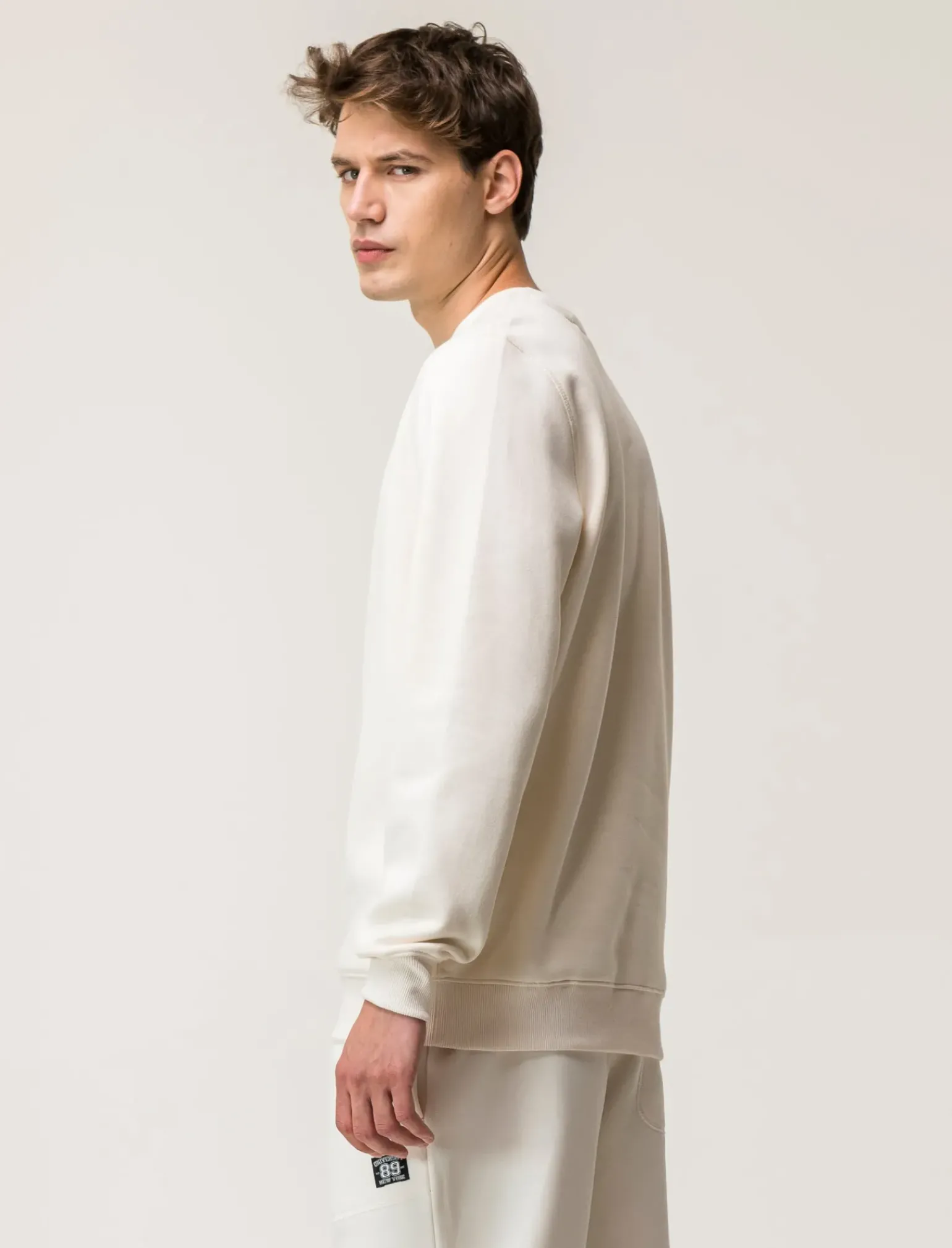 Uomo Piazza Italia Uomo|Felpe<Felpa basic regular fit in misto cotone garzato - latte