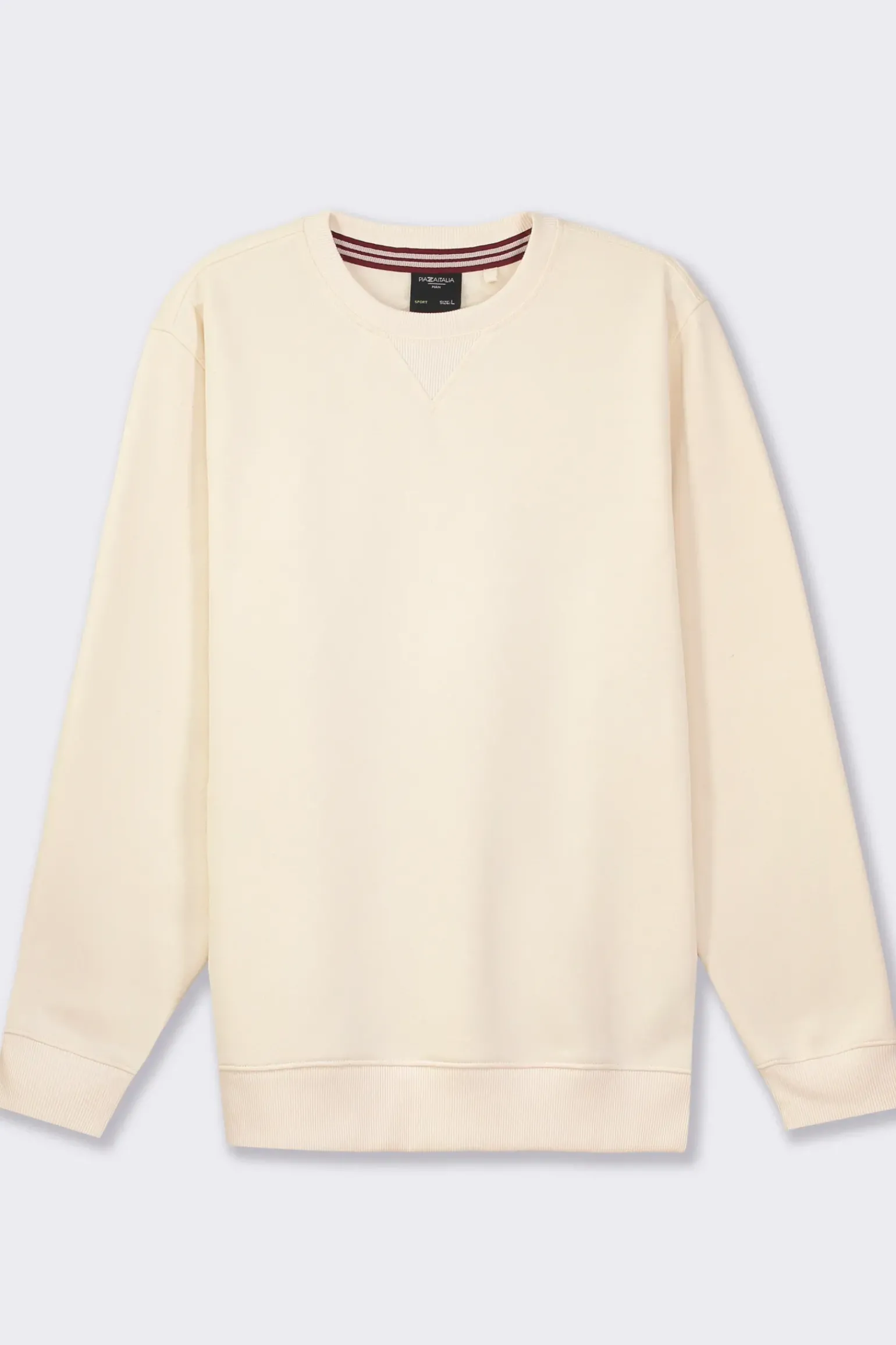 Uomo Piazza Italia Uomo|Felpe<Felpa basic regular fit in misto cotone garzato - latte