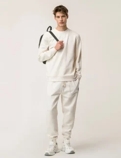 Uomo Piazza Italia Uomo|Felpe<Felpa basic regular fit in misto cotone garzato - latte