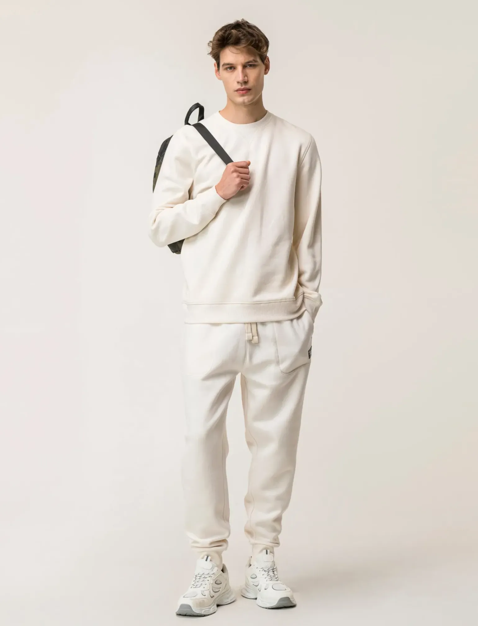 Uomo Piazza Italia Uomo|Felpe<Felpa basic regular fit in misto cotone garzato - latte