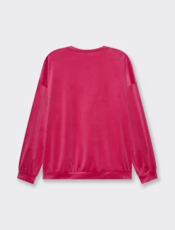 Piazza Italia Felpa basica girocollo a manica lunga con vesibilità regular  - Fuxia Online