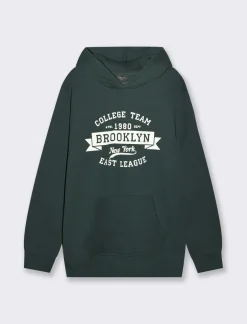 Uomo Piazza Italia Felpe<Felpa cappuccio in misto cotone garzato regular fit - scuro