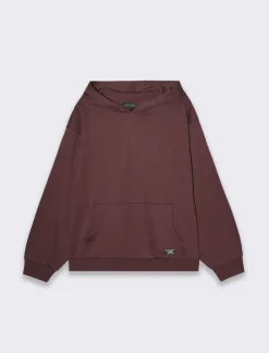 Uomo Piazza Italia Felpe<Felpa cappuccio in misto cotone garzato boxy fit - Bordeaux