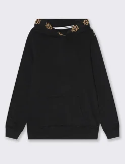 Uomo Piazza Italia Felpe<Felpa cappuccio in misto cotone garzato regular fit e stampa gommata - Nero