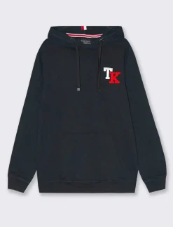 Uomo Piazza Italia Felpe<Felpa cappuccio in misto cotone garzato regular fit con ricamo sul davanti - Blu