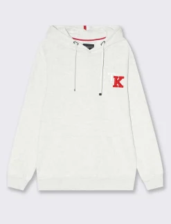 Uomo Piazza Italia Felpe<Felpa cappuccio in misto cotone garzato regular fit con ricamo sul davanti - Grigio mel.