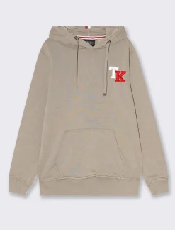 Uomo Piazza Italia Felpe<Felpa cappuccio in misto cotone garzato regular fit con ricamo sul davanti - Verde kaki