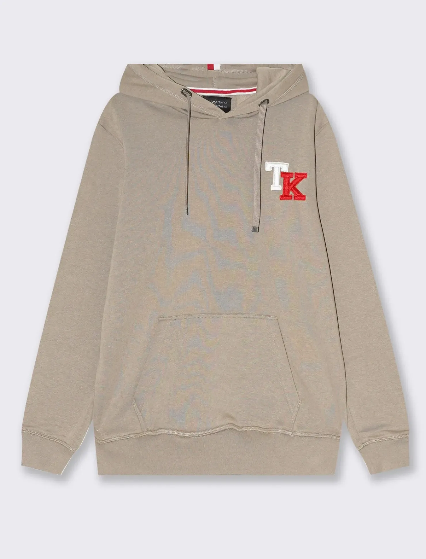 Piazza Italia Felpa cappuccio in misto cotone garzato regular fit con ricamo sul davanti - Verde kaki Fashion