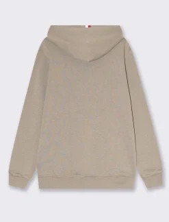 Uomo Piazza Italia Felpe<Felpa cappuccio in misto cotone garzato regular fit con ricamo sul davanti - Verde kaki