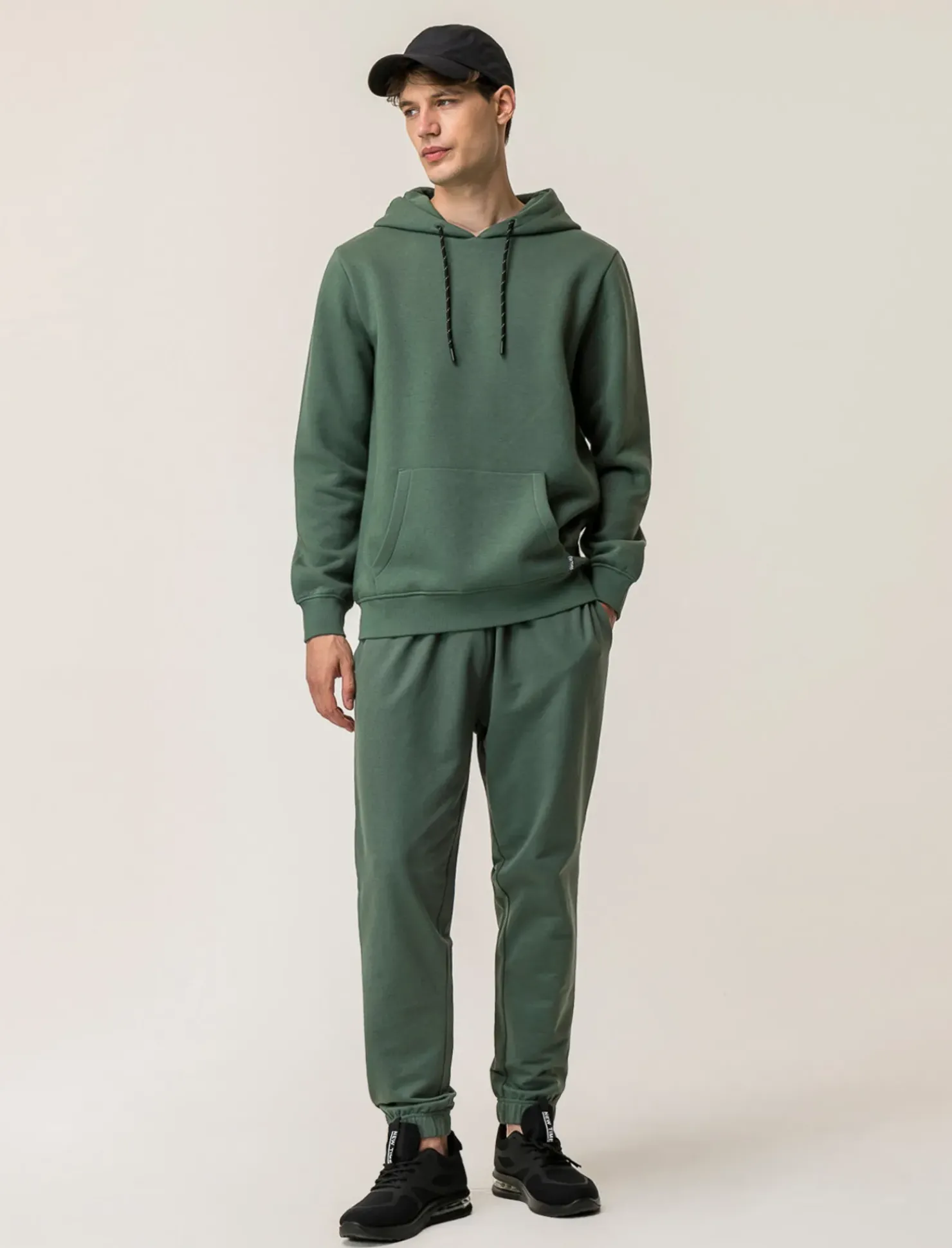 Piazza Italia Felpa cappuccio in misto cotone garzato regular fit - Verde Best