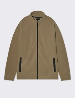 Uomo Piazza Italia Felpe<Felpa cardigan in pile regular fit a collo alto - Verde kaki