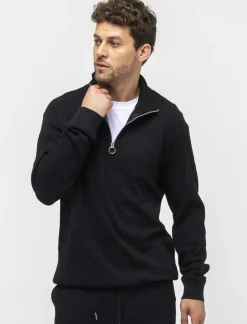 Uomo Piazza Italia Uomo|Felpe<Felpa collo alto con zip in tessuto waffle -