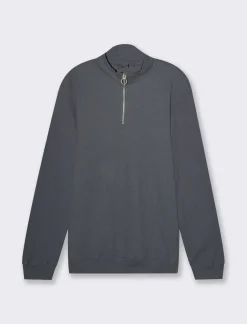 Uomo Piazza Italia Uomo|Felpe<Felpa collo alto con zip in tessuto waffle - Avion