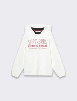 Bambino Piazza Italia Bambino|Felpe<Felpa con cappuccio e marsupio con stampa frontale,collo in rib a contrasto - sporco