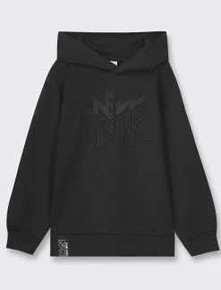 Bambino Piazza Italia Bambino|Felpe<Felpa con cappuccio e ricamo frontale, vestibiità over, fondo corpo e maniche con rib -