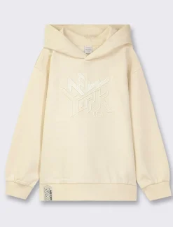 Bambino Piazza Italia Bambino|Felpe<Felpa con cappuccio e ricamo frontale, vestibiità over, fondo corpo e maniche con rib -