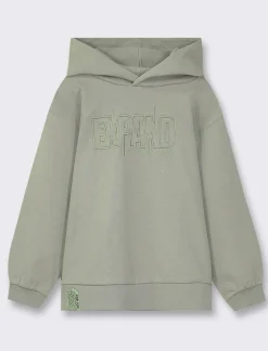 Bambino Piazza Italia Bambino|Felpe<Felpa con cappuccio e ricamo frontale, vestibiità over, fondo corpo e maniche con rib - Sabbia