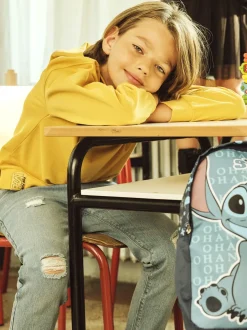 Bambino Piazza Italia Bambino|Felpe<Felpa con cappuccio e ricamo frontale, vestibiità over, fondo corpo e maniche con rib - Ocra