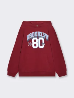 Bambino Piazza Italia Bambino|Felpe<Felpa con cappuccio e stampa frontale - Bordeaux