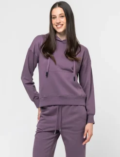Donna Piazza Italia Donna|Felpe<Felpa con cappuccio e tasca a marsupio con cordino - malva