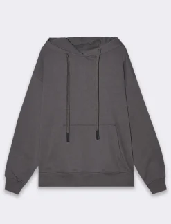 Donna Piazza Italia Donna|Felpe<Felpa con cappuccio e tasca a marsupio con cordino - Grigio piombo