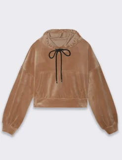 Donna Piazza Italia Donna|Maglieria<Felpa con cappuccio e tasca a marsupio sul davanti - Cammello