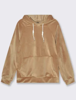 Donna Piazza Italia Maglieria<Felpa con cappuccio e tasche a marsupio sul davanti - Cammello