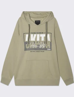 Uomo Piazza Italia Felpe<Felpa con cappuccio in misto cotone garzato regular fit - salvia