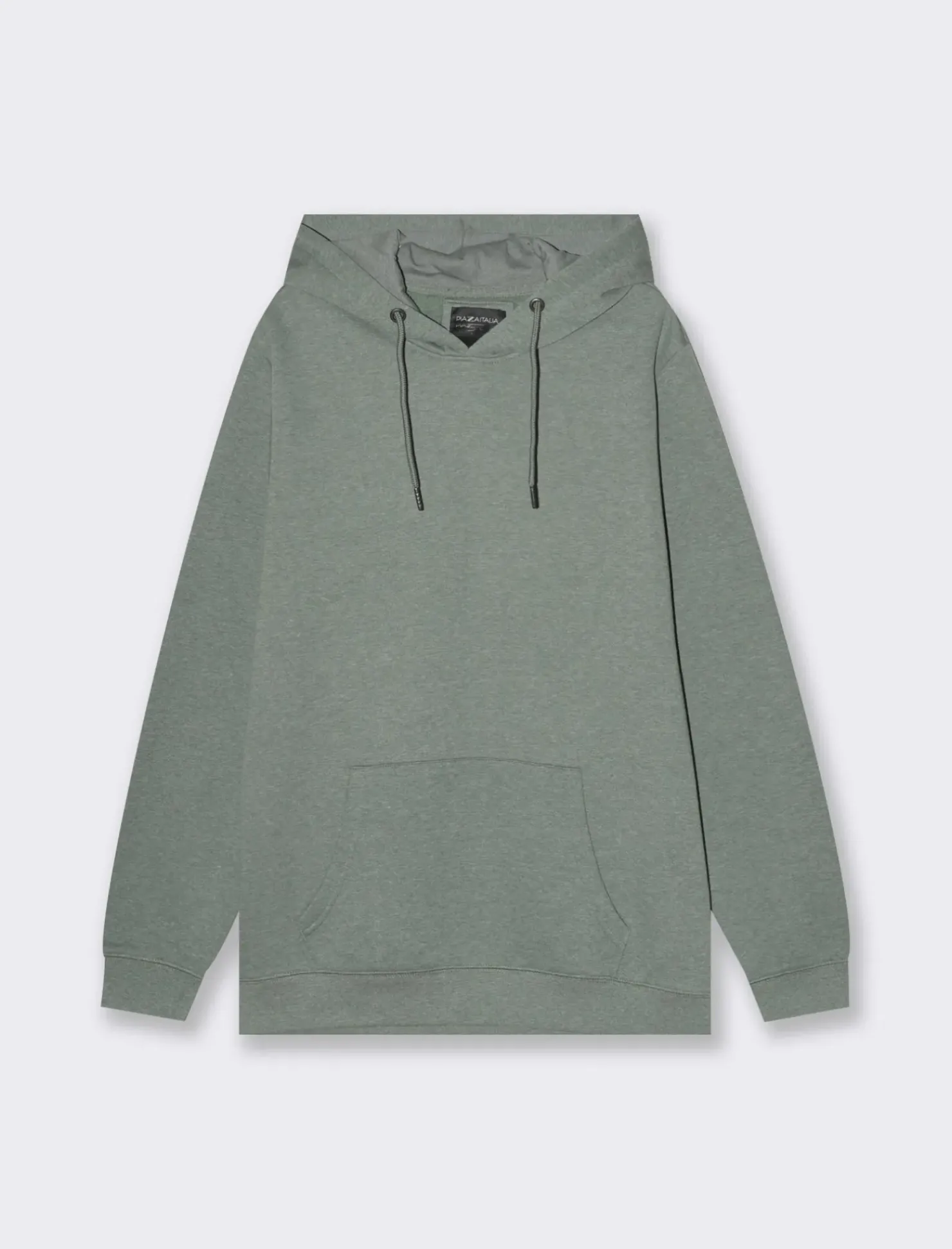 Piazza Italia Felpa con cappuccio in misto cotone garzato melange - Verde Fashion