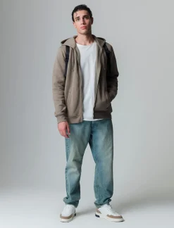 Uomo Piazza Italia Uomo|Felpe<Felpa con cappuccio in misto cotone garzato regular fit - kaki