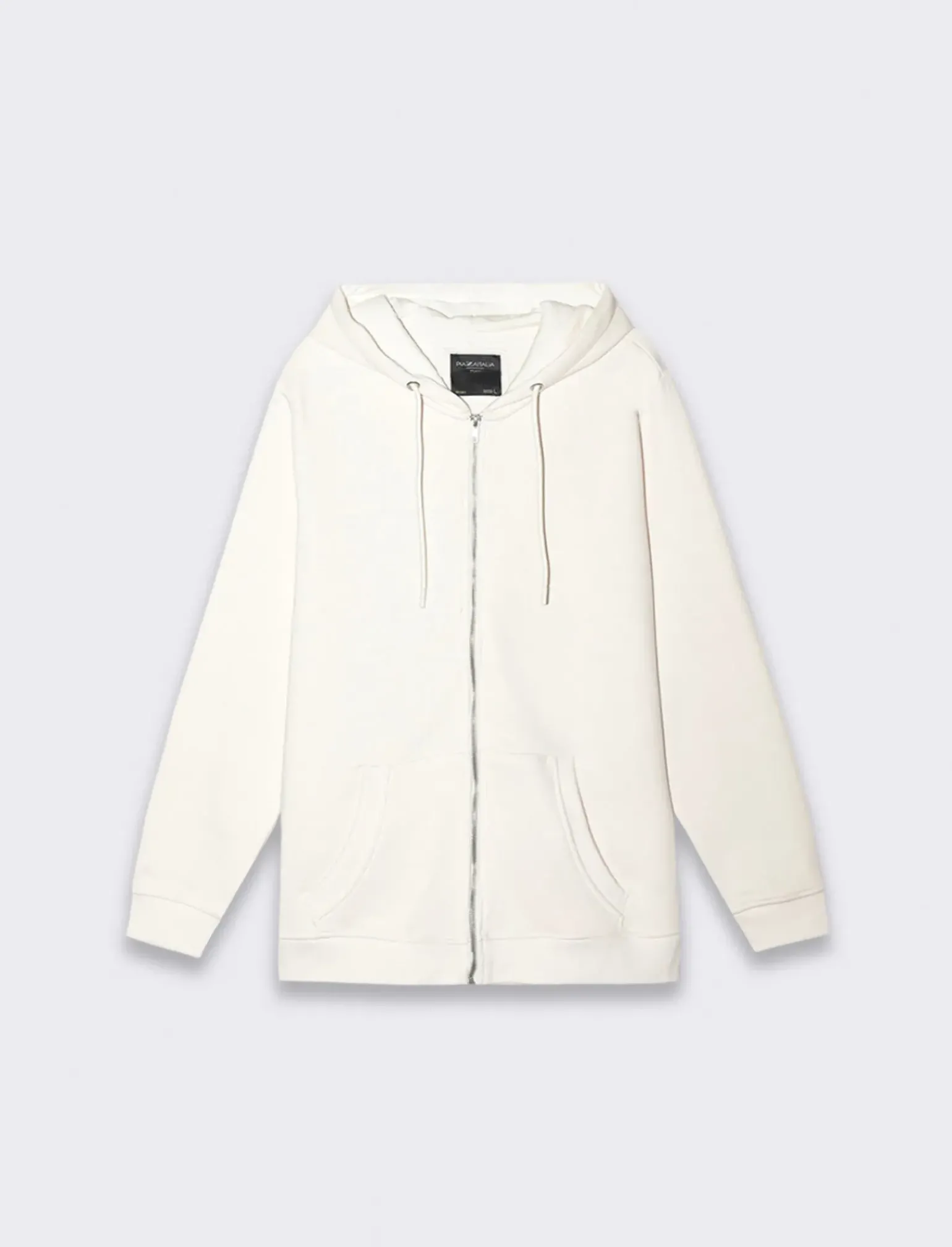 Uomo Piazza Italia Uomo|Felpe<Felpa con cappuccio in misto cotone garzato regular fit e tasca anteriore a marsupio - latte