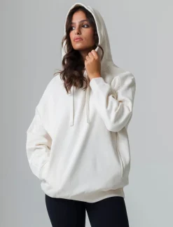 Donna Piazza Italia Felpe<Felpa con cappuccio vestibilità oversize e tasche a taglio - Avorio