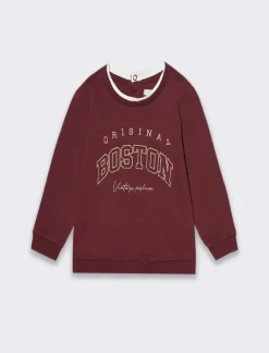 Piazza Italia Neonato|Felpe<Felpa con ricamo con inserti in jersey - Bordeaux