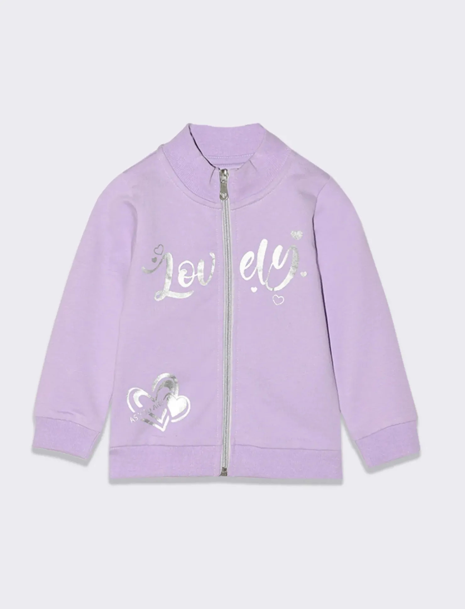 Piazza Italia Felpa con stampa frontale e apertura con zip - Lilla Viola Fashion