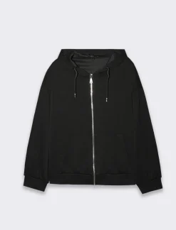 Donna Piazza Italia Felpe<Felpa con zip e cappuccio con coulizze tasca marsupio -